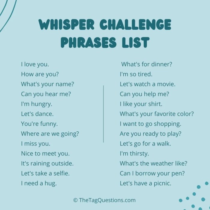 Phrases for the whisper game