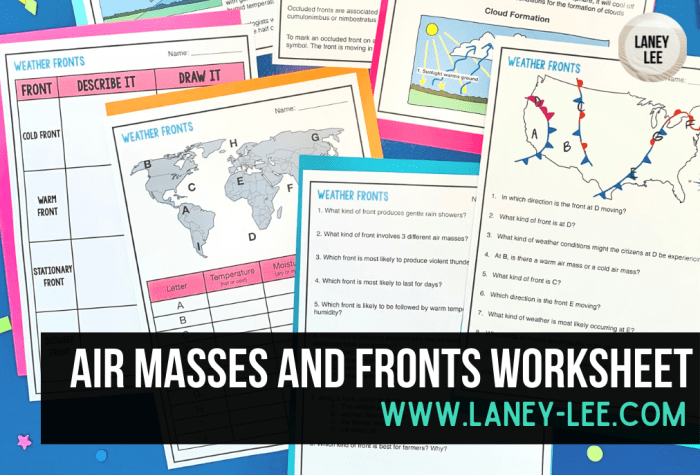 Air masses and fronts worksheet