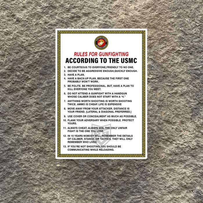 Rules for gunfighting according to the usmc