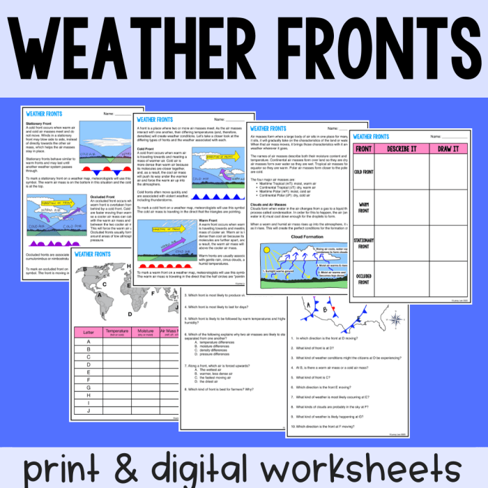 Air masses and fronts worksheet