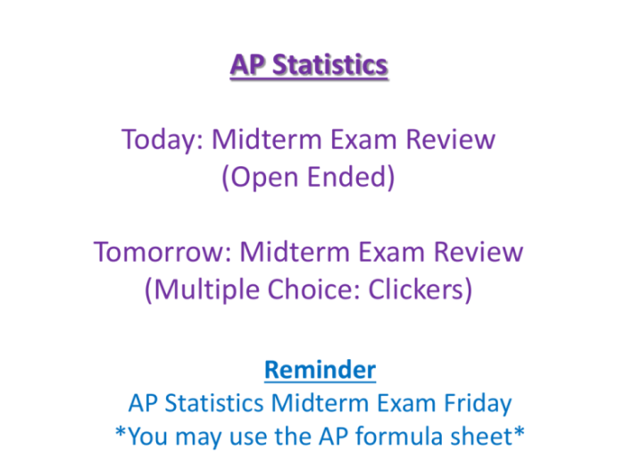 Ap statistics midterm exam questions and answers