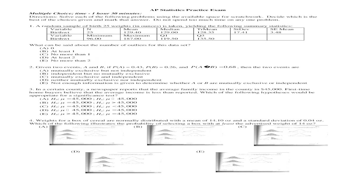 Ap statistics midterm exam questions and answers