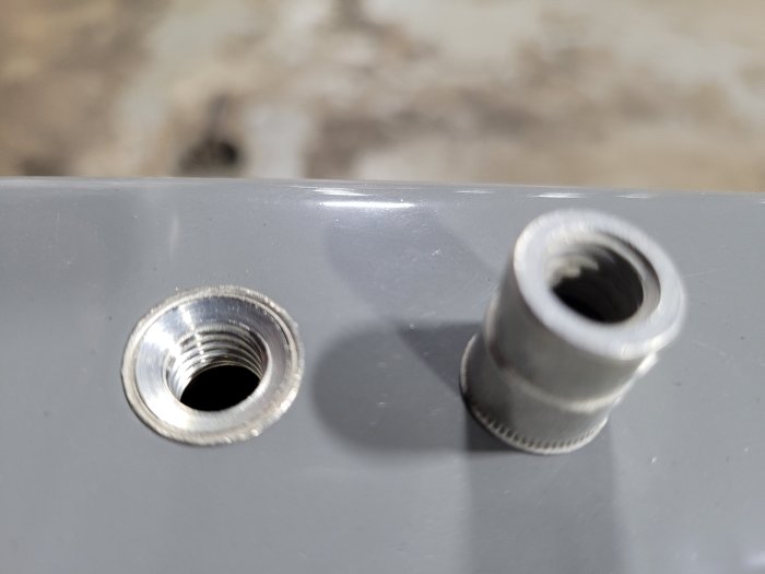 Threaded rivets rivnuts are commonly used to